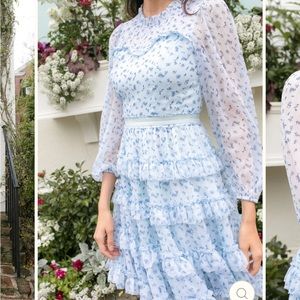 Light blue flowy ivycity co dress